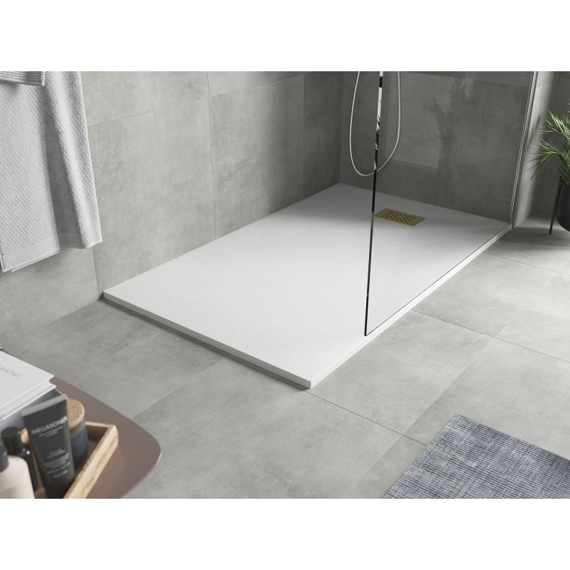 Mexen Hugo ristkülikukujuline SMC dušialus 160 x 90 cm, valge, kuldne kate - 42109016-G