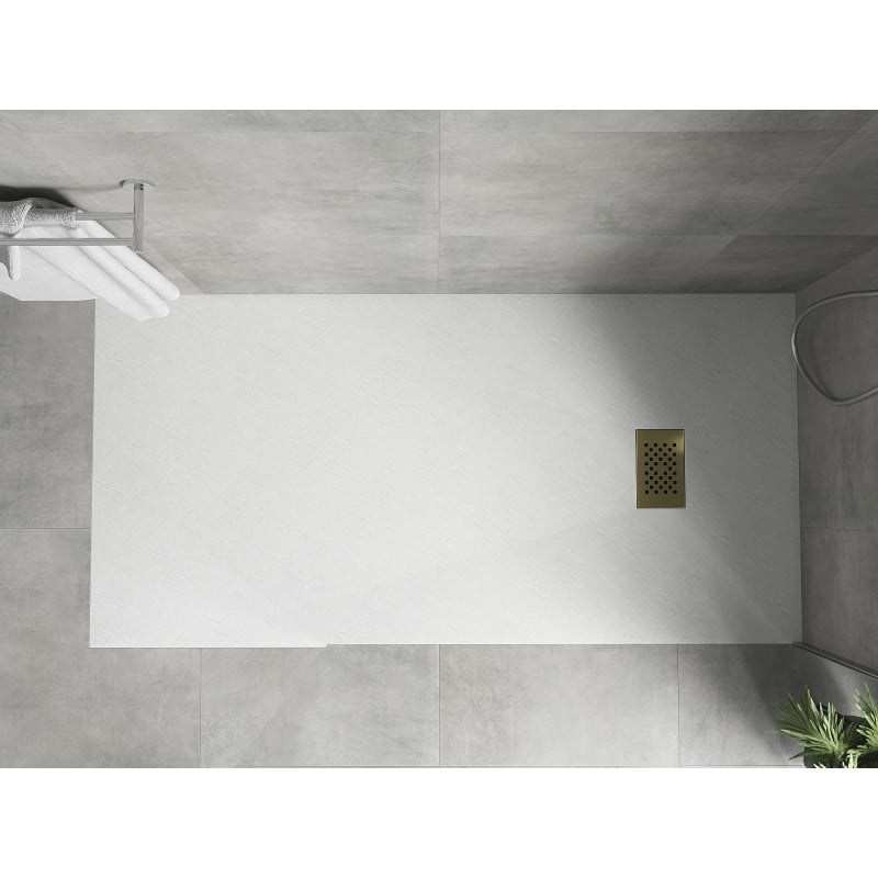 Mexen Hugo rectangular shower tray SMC 180 x 90 cm, white, gold cover - 42109018-G