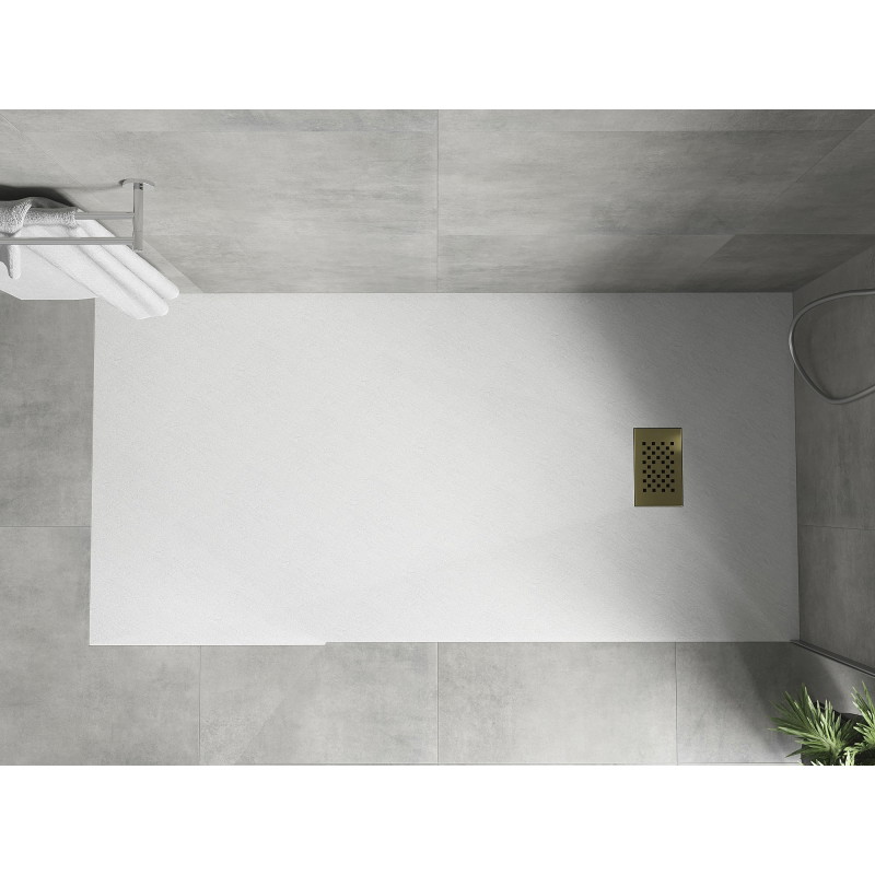 Mexen Hugo ristkülikukujuline SMC dušialus 180 x 90 cm, valge, kuldne katteplaat - 42109018-G