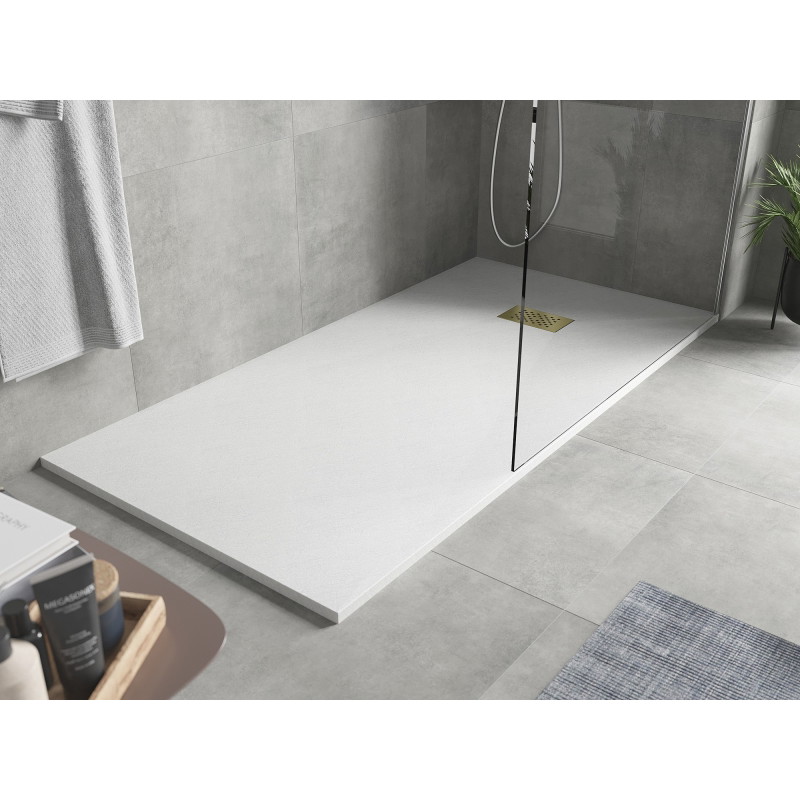 Mexen Hugo ristkülikukujuline SMC dušialus 180 x 90 cm, valge, kuldne katteplaat - 42109018-G