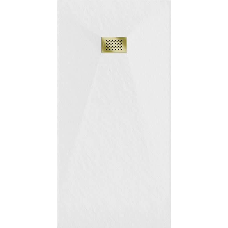 Mexen Hugo plato de ducha rectangular SMC 170 x 90 cm, blanco, cubierta dorada - 42109017-G