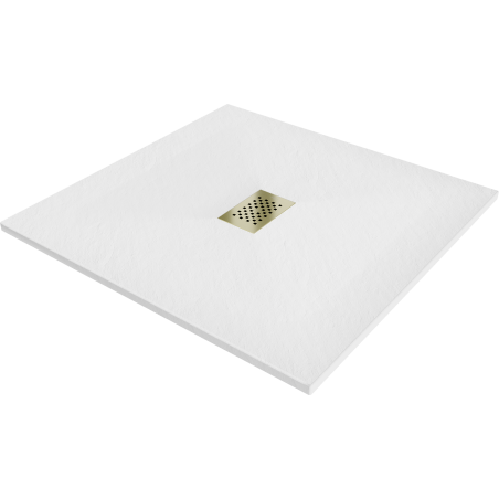 Mexen Hugo Quadratische Duschwanne SMC 100 x 100 cm, weiß, goldene Abdeckung - 42101010-G