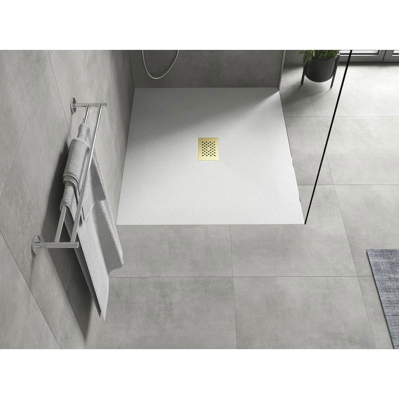 Mexen Hugo piatto doccia rettangolare SMC 140 x 100 cm, bianco, copertura in oro - 42101014-G