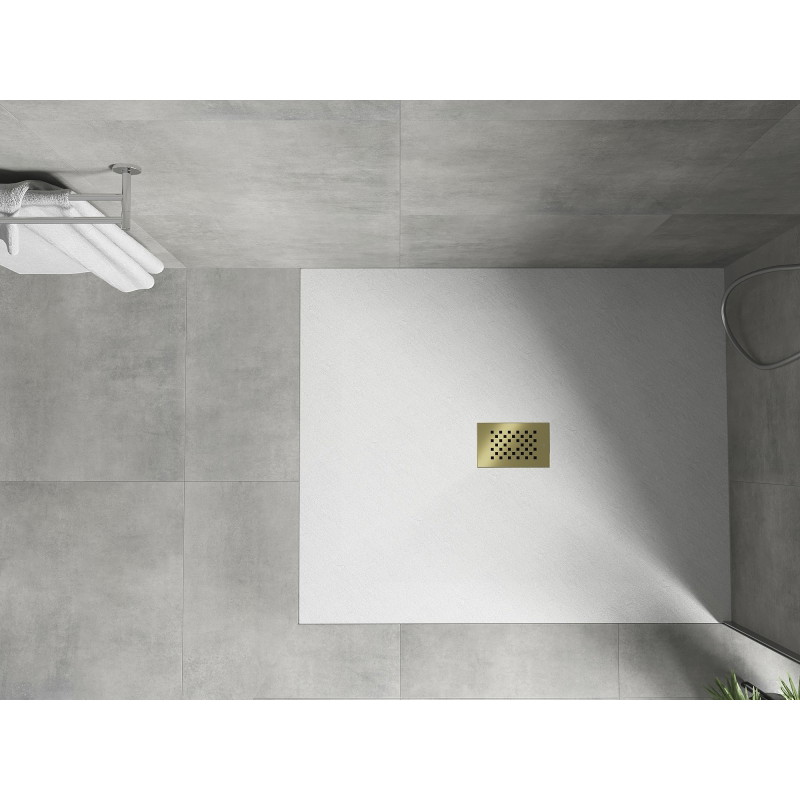 Mexen Hugo ristkülikukujuline dušialus SMC 140 x 100 cm, valge, kuldne kate - 42101014-G