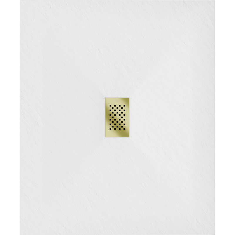 Mexen Hugo plato de ducha rectangular SMC 140 x 100 cm, blanco, tapa dorada - 42101014-G