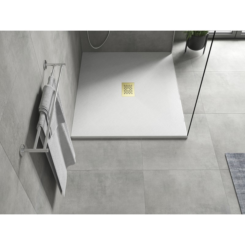 Mexen Hugo brodzik prostokątny SMC 130 x 100 cm, biały, maskownica złota - 42101013-G