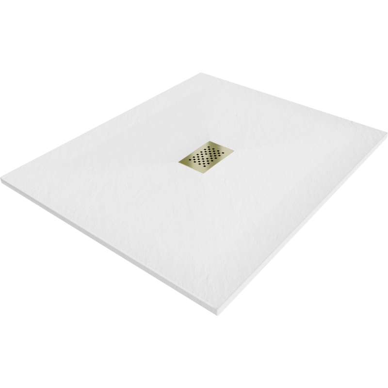 Mexen Hugo rectangular shower tray SMC 120 x 100 cm, white, gold cover - 42101012-G