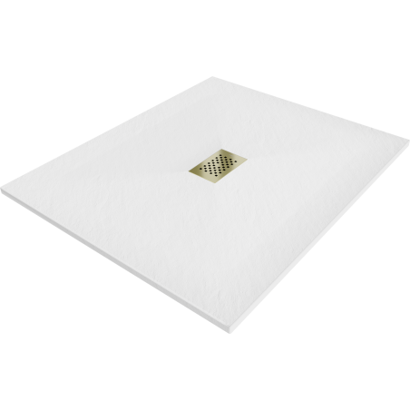 Mexen Hugo brodzik prostokątny SMC 120 x 100 cm, biały, maskownica złota - 42101012-G