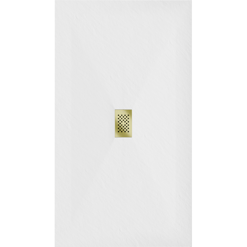 Mexen Hugo plato de ducha rectangular SMC 150 x 100 cm, blanco, cubierta dorada - 42101015-G