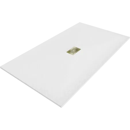 Mexen Hugo rechteckige Duschwanne SMC 160 x 100 cm, weiß, goldene Abdeckung - 42101016-G