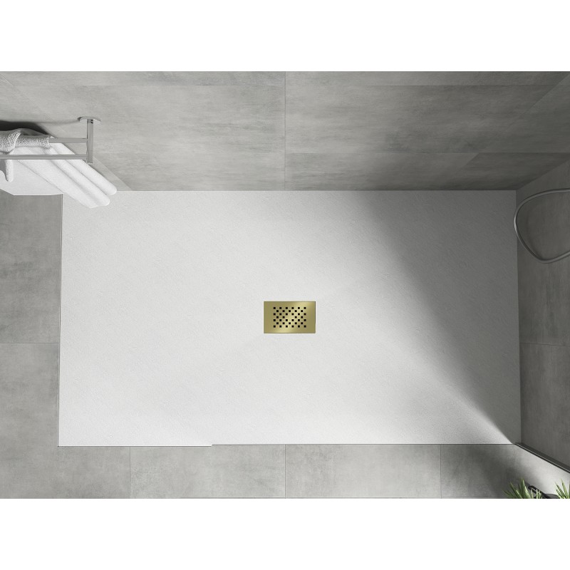 Mexen Hugo brodzik prostokątny SMC 180 x 100 cm, biały, maskownica złota - 42101018-G