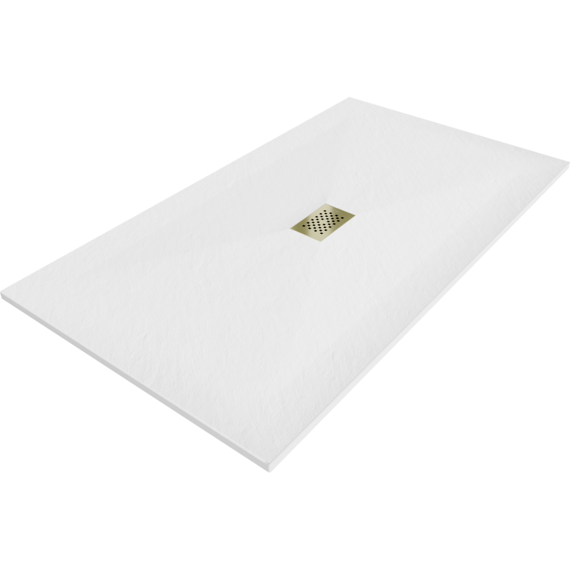 Mexen Hugo brodzik prostokątny SMC 150 x 100 cm, biały, maskownica złota - 42101015-G