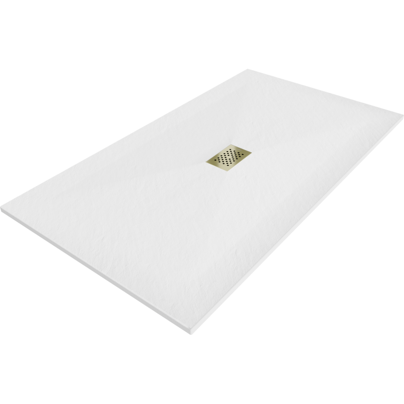 Mexen Hugo rechteckige Duschwanne SMC 150 x 100 cm, weiß, goldene Abdeckung - 42101015-G