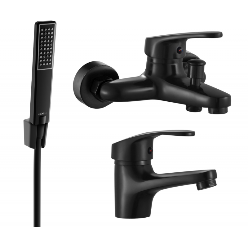 Mexen Erica R72 badkar set, svart - 746403R72-70