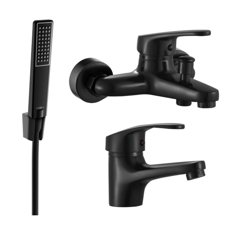 Mexen Erica R72 bathtub set, black - 746403R72-70