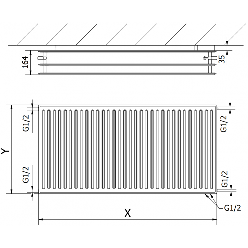 Mexen CVH30 Hygiene grzejnik płytowy 600 x 900 mm, podłączenie dolne, 1358 W, antracyt - W630H-060-090-66