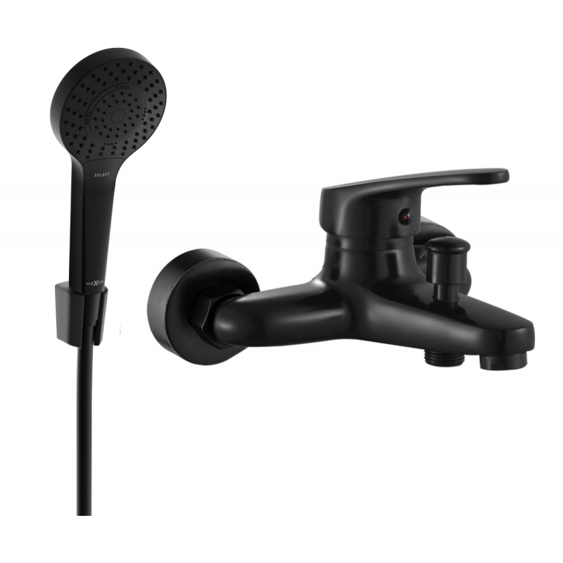 Mexen Erica R05 bateria de banheira com conjunto de chuveiro, preta - 74643R05-70