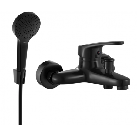 Mexen Erica R05 bath tap with shower set, black - 74643R05-70