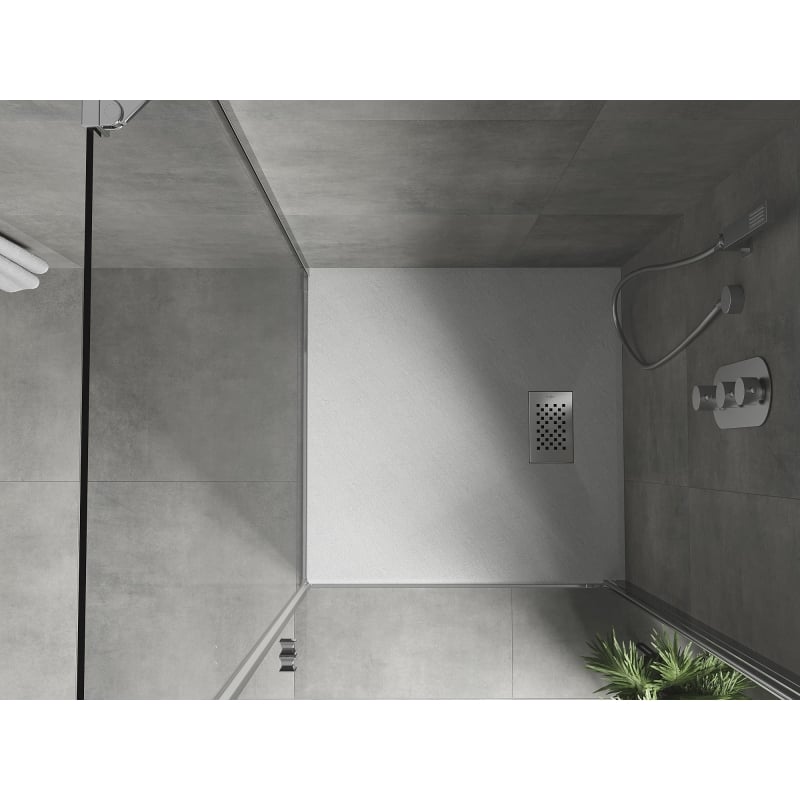 Mexen Hugo kvadratna tuš kada SMC 70 x 70 cm, bijela, maska inox - 42107070-X