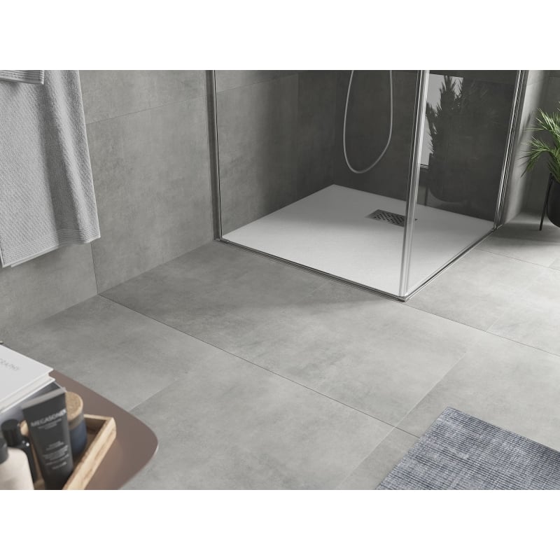 Mexen Hugo SMC square shower tray 80 x 80 cm, white, inox cover - 42108080-X