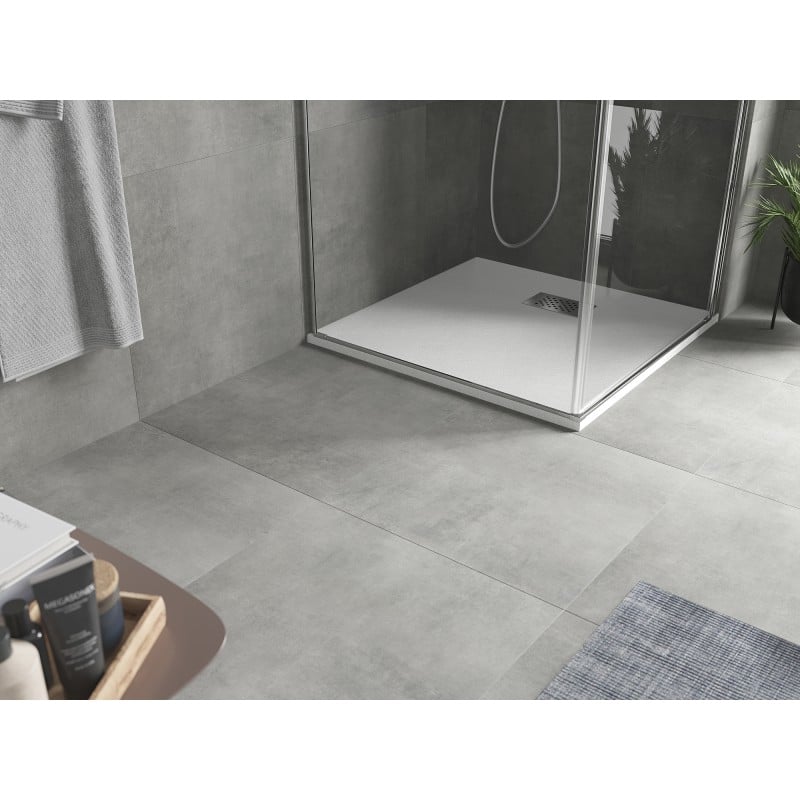 Mexen Hugo τετράγωνος ντουζιέρα SMC 80 x 80 cm, λευκή, κάλυμμα inox - 42108080-X