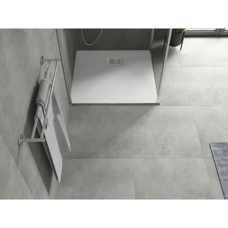 Mexen Hugo receveur de douche carré SMC 80 x 80 cm, blanc, cache inox - 42108080-X