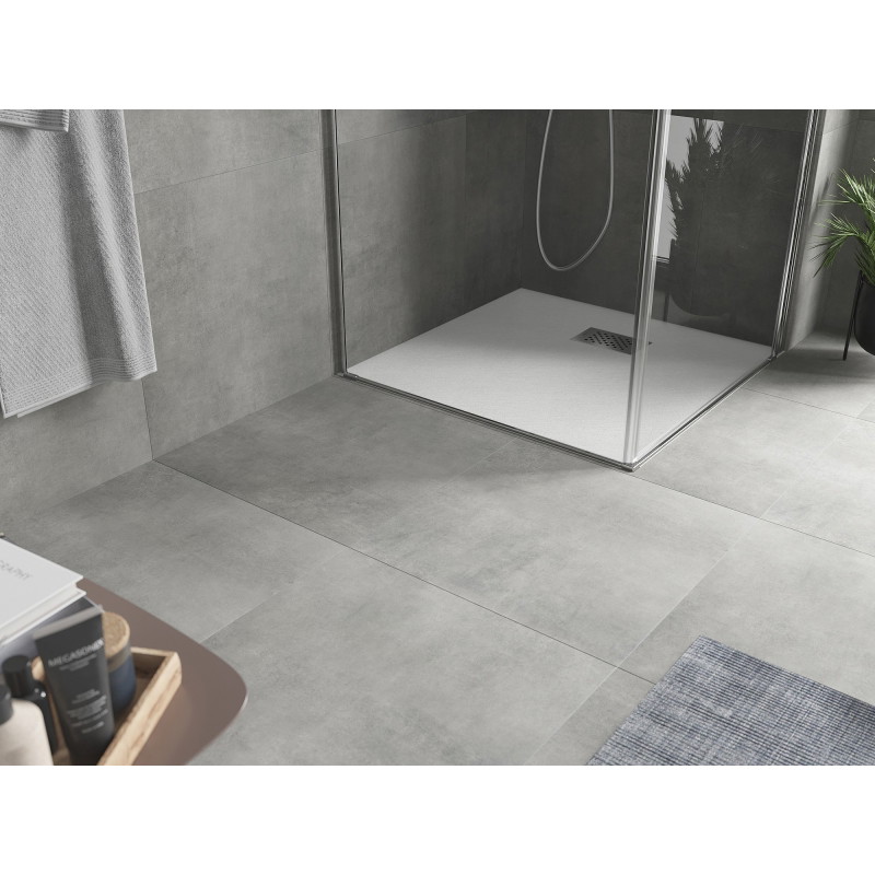Mexen Hugo Quadratische Duschwanne SMC 90 x 90 cm, weiß, Abdeckung aus Inox - 42109090-X