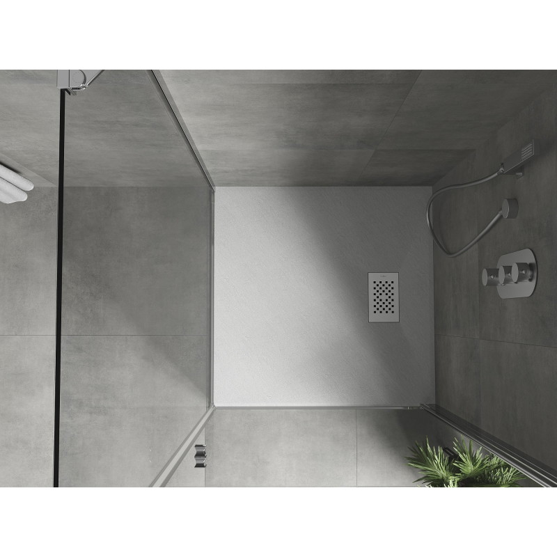 Mexen Hugo brodzik kwadratowy SMC 70 x 70 cm, biały, maskownica biała - 42107070-W