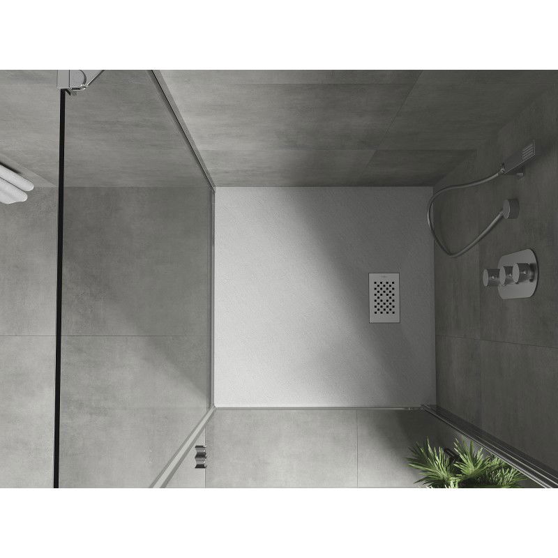 Mexen Hugo plato de ducha cuadrado SMC 70 x 70 cm, blanco, cubierta blanca - 42107070-W