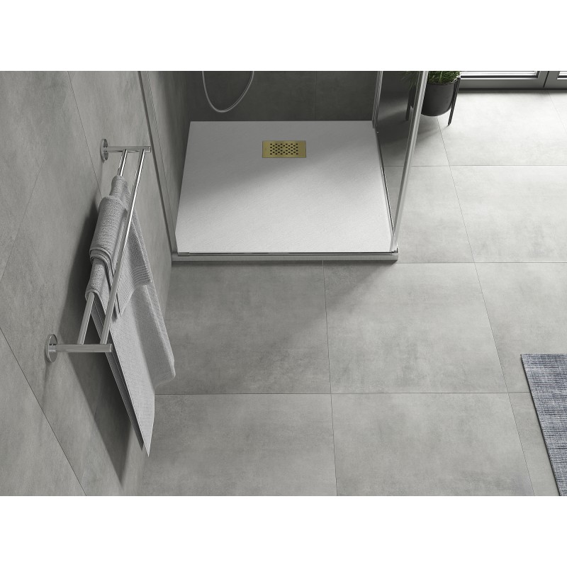 Mexen Hugo brodzik kwadratowy SMC 70 x 70 cm, biały, maskownica złota - 42107070-G