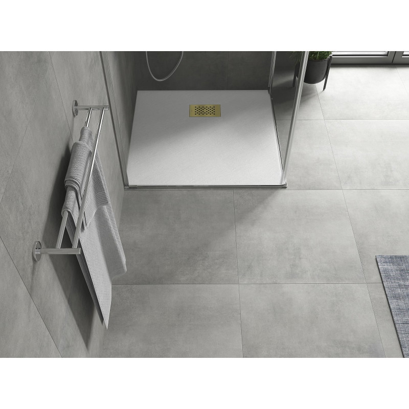 Mexen Hugo receveur de douche carré SMC 80 x 80 cm, blanc, cache doré - 42108080-G