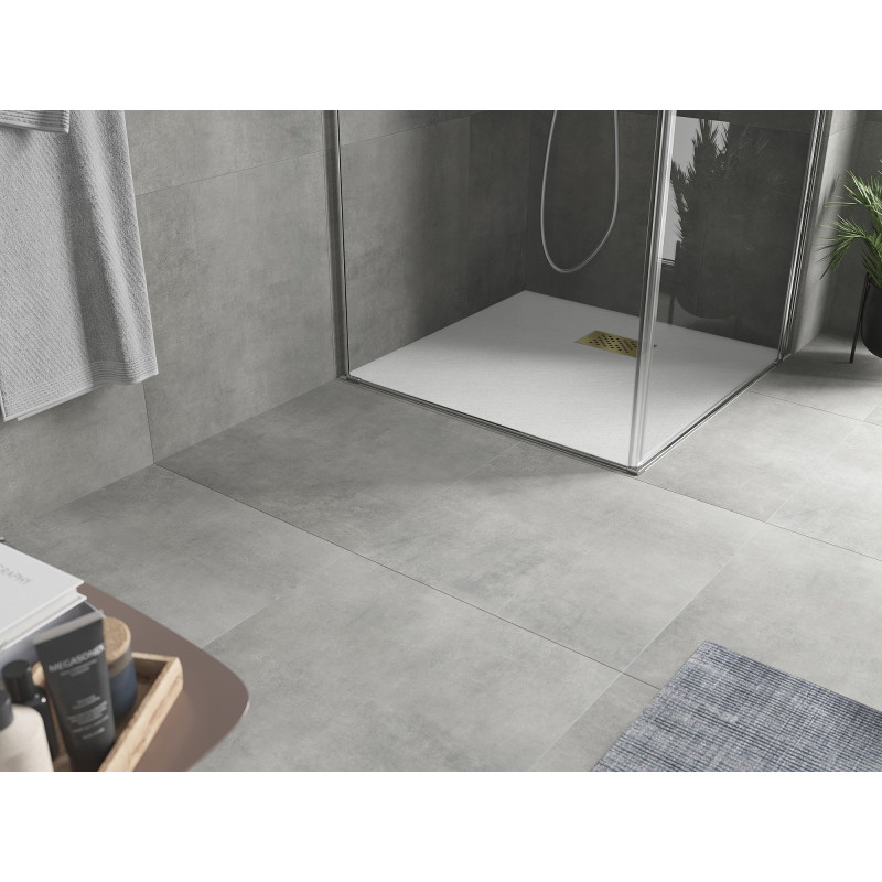 Mexen Hugo receveur de douche carré SMC 80 x 80 cm, blanc, cache doré - 42108080-G