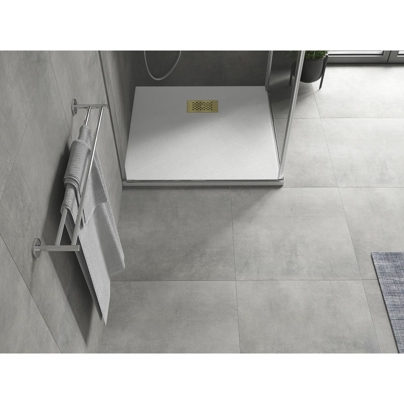 Mexen Hugo receveur de douche carré SMC 90 x 90 cm, blanc, cache doré - 42109090-G