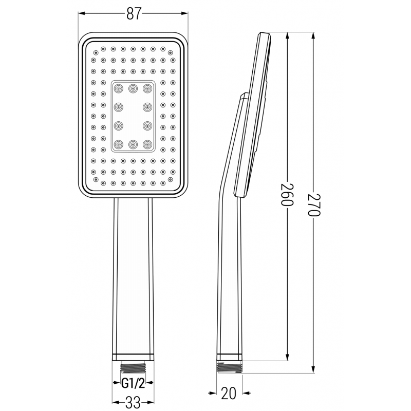 Mexen R-54 1-funktions duschhandtag, svart/krom - 79554-71