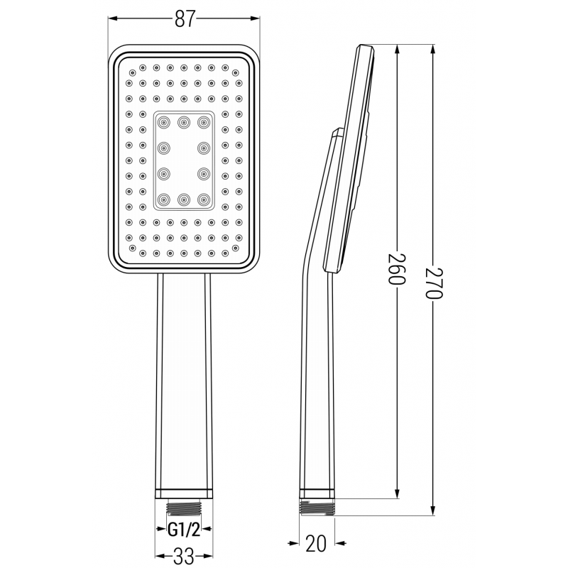 Mexen R-54 rączka prysznicowa 1-funkcyjna, czarna/chrom - 79554-71