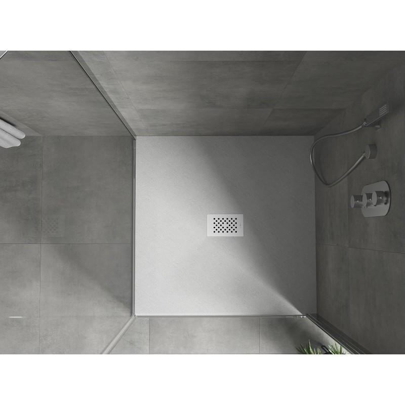 Mexen Hugo brodzik kwadratowy SMC 100 x 100 cm, biały, maskownica biała - 42101010-W
