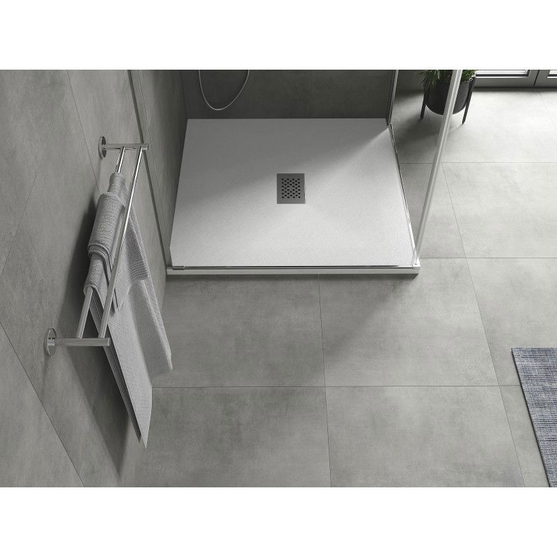 Mexen Hugo Kvadratna tuš kad SMC 100 x 100 cm, bela, inox maska - 42101010-X