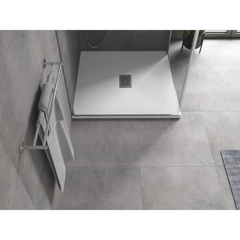 Mexen Hugo receveur de douche carré SMC 100 x 100 cm, blanc, cache inox - 42101010-X