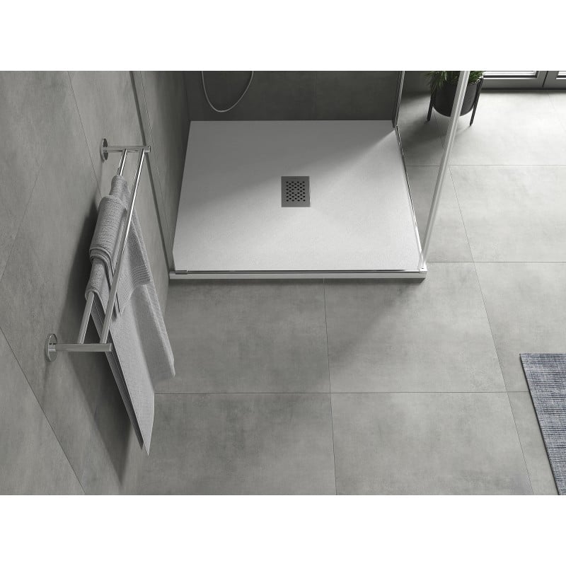 Mexen Hugo square shower tray SMC 100 x 100 cm, white, inox cover - 42101010-X