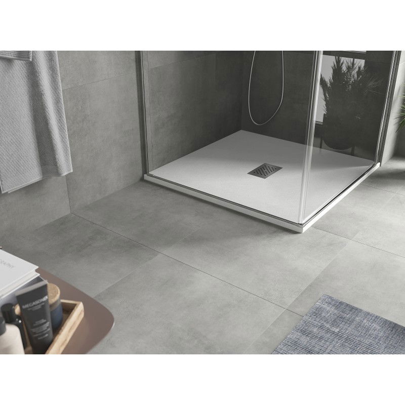 Mexen Hugo receveur de douche carré SMC 100 x 100 cm, blanc, couvercle inox - 42101010-X