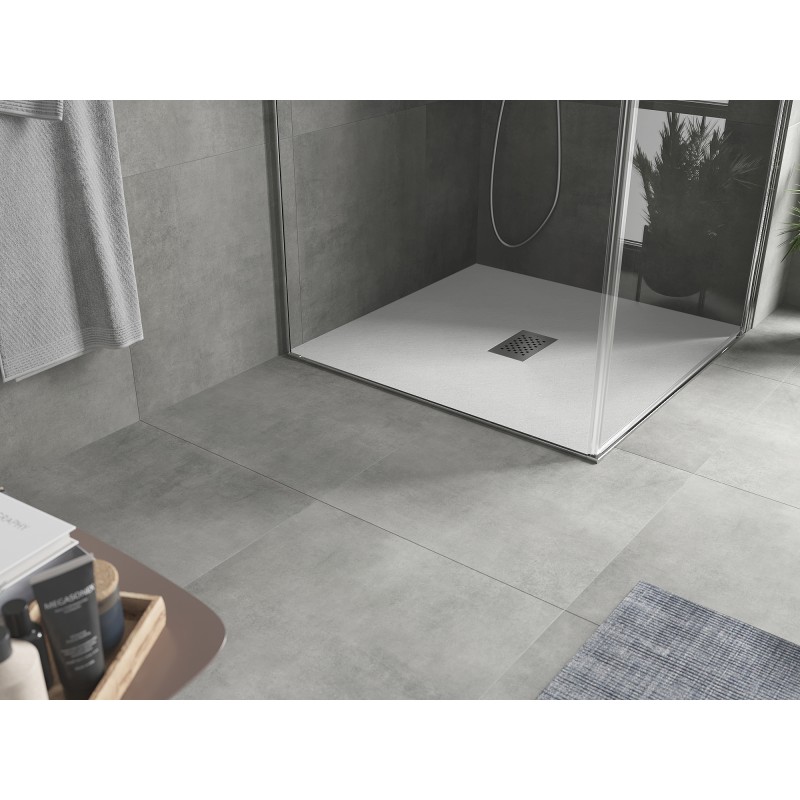 Mexen Hugo brodzik kwadratowy SMC 100 x 100 cm, biały, maskownica inox - 42101010-X