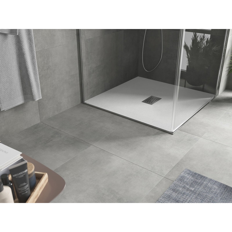 Mexen Hugo receveur de douche carré SMC 100 x 100 cm, blanc, cache inox - 42101010-X