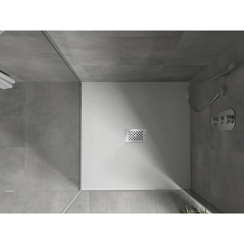Mexen Hugo receveur de douche carré SMC 100 x 100 cm, blanc, cache inox - 42101010-X
