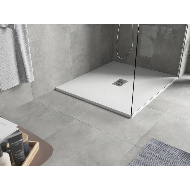 Mexen Hugo rectangular SMC shower tray 110 x 100 cm, white, inox cover - 42101011-X