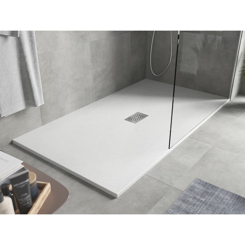 Mexen Hugo rectangular SMC shower tray 180 x 100 cm, white, inox cover - 42101018-X