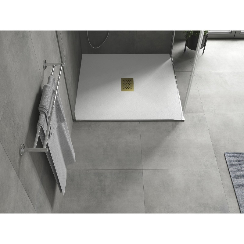 Mexen Hugo vierkante douchebak SMC 100 x 100 cm, wit, gouden afdekking - 42101010-G