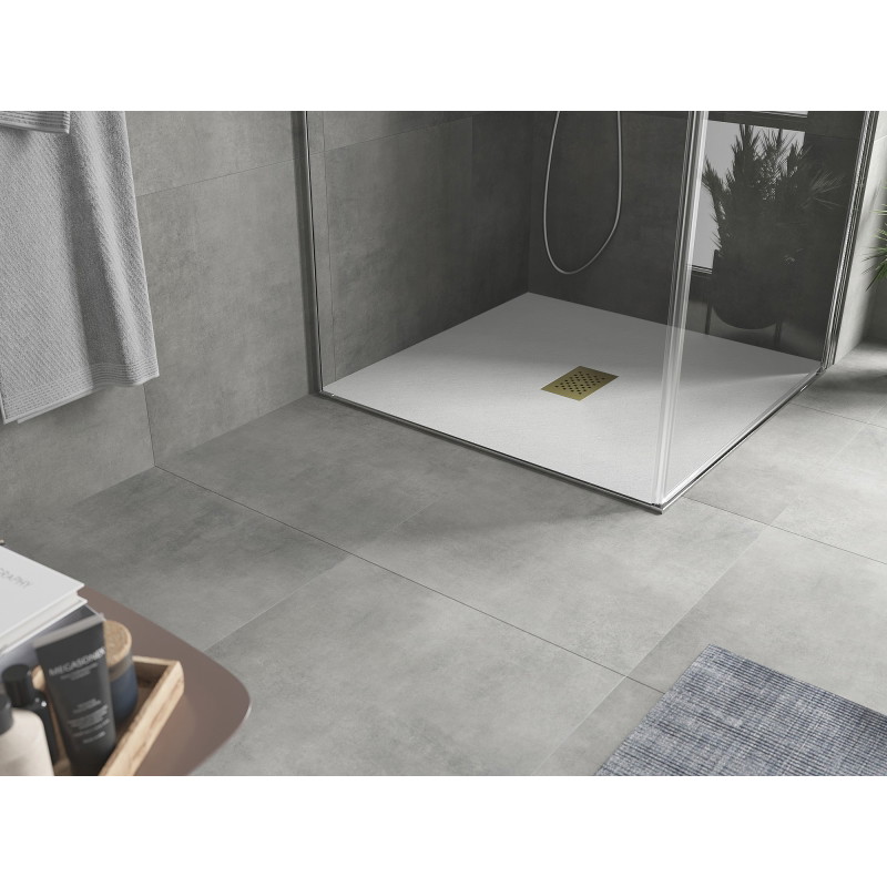 Mexen Hugo vierkante SMC-douchebak 100 x 100 cm, wit, gouden afdekking - 42101010-G