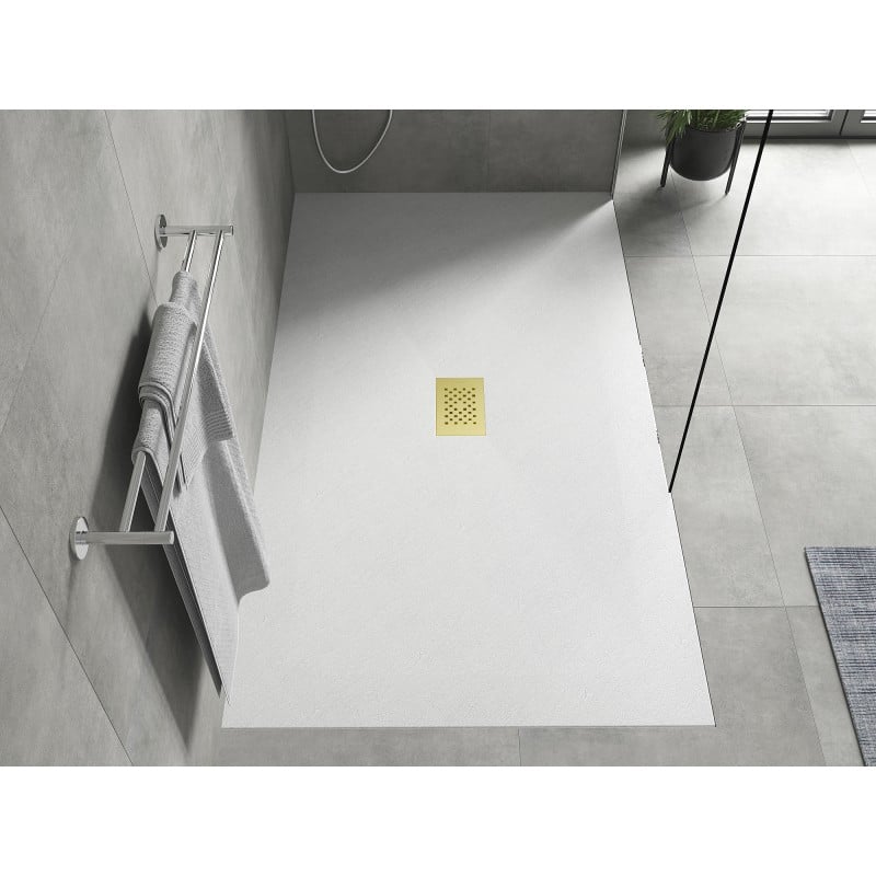 Mexen Hugo receveur de douche rectangulaire SMC 150 x 100 cm, blanc, cache or - 42101015-G