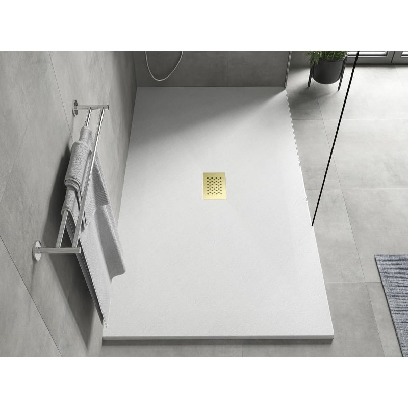 Mexen Hugo Rechteckige Duschwanne SMC 180 x 100 cm, weiß, goldene Abdeckung - 42101018-G