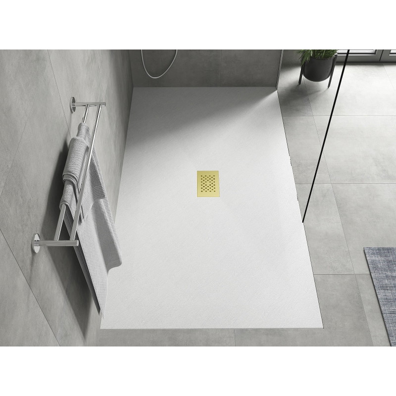 Mexen Hugo receveur de douche rectangulaire SMC 200 x 100 cm, blanc, cache doré - 42101020-G
